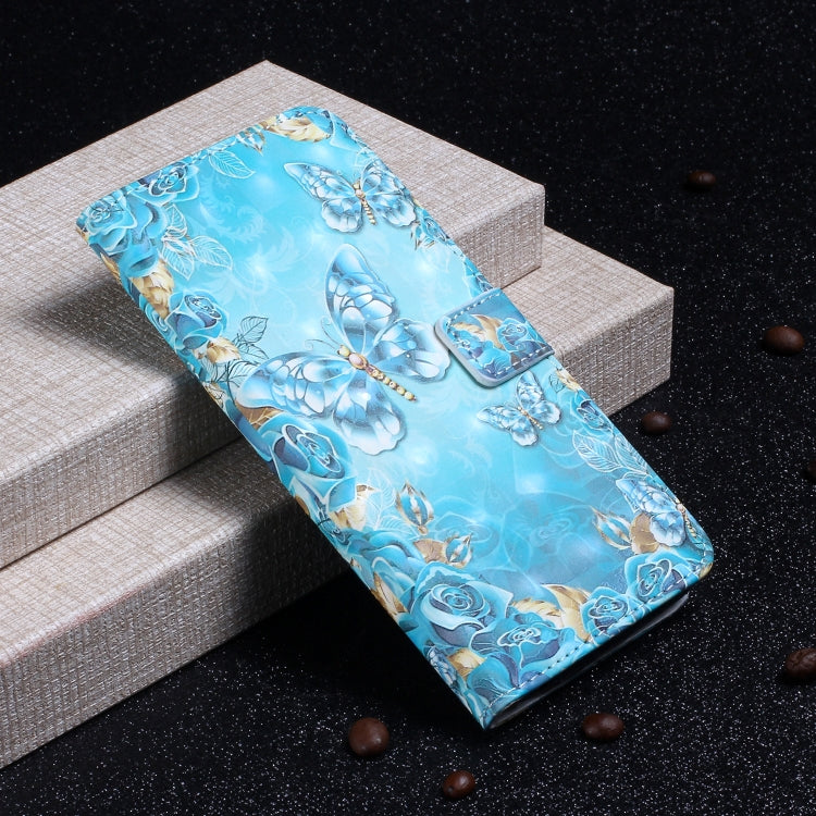 For Honor 10 Oil Embossed 3D Drawing Leather Phone Case(Blue Butterflies)