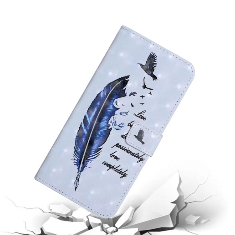 For Honor 10 Oil Embossed 3D Drawing Leather Phone Case(Blue Feather)