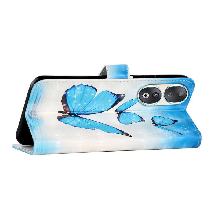 For Honor 90 Oil Embossed 3D Drawing Leather Phone Case(3 Butterflies)