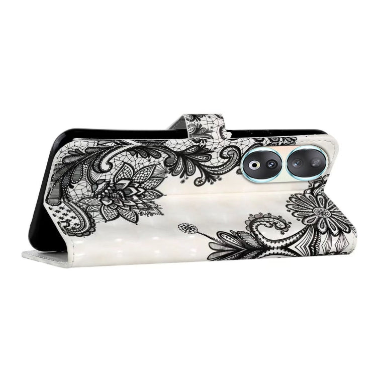For Honor 90 Oil Embossed 3D Drawing Leather Phone Case(Lace Flower)