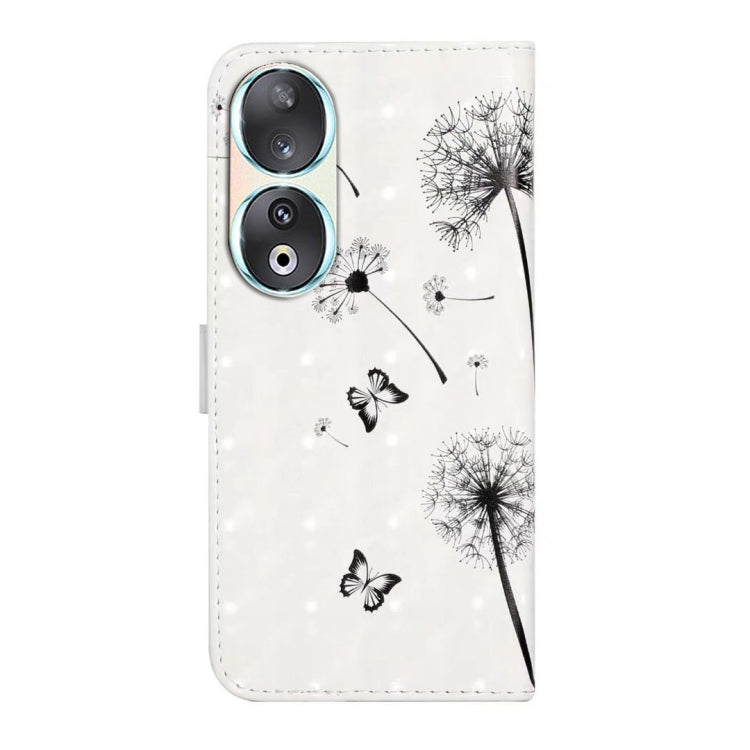 For Honor 90 Oil Embossed 3D Drawing Leather Phone Case(Couple Dandelion)