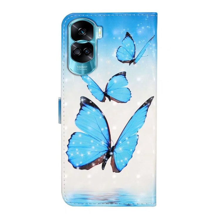 For Honor 90 Lite Oil Embossed 3D Drawing Leather Phone Case(3 Butterflies)