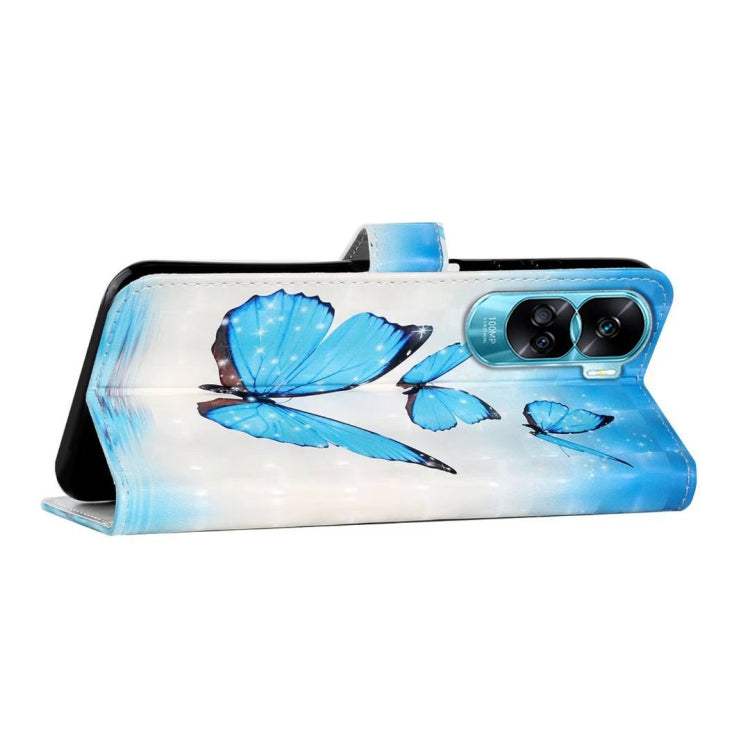 For Honor 90 Lite Oil Embossed 3D Drawing Leather Phone Case(3 Butterflies)