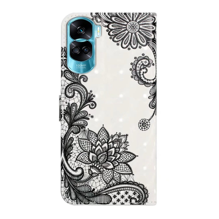 For Honor 90 Lite Oil Embossed 3D Drawing Leather Phone Case(Lace Flower)