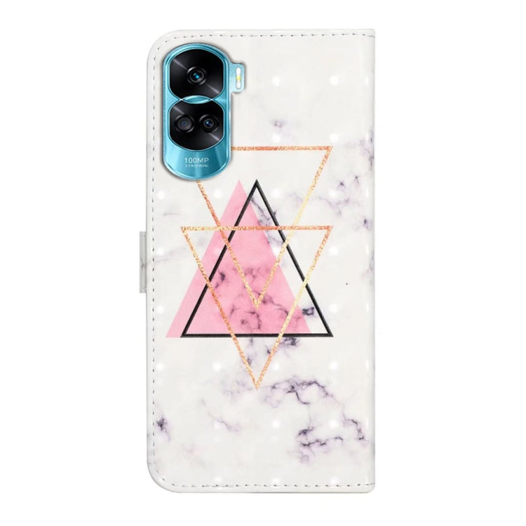 For Honor 90 Lite Oil Embossed 3D Drawing Leather Phone Case(Triangular Marble)
