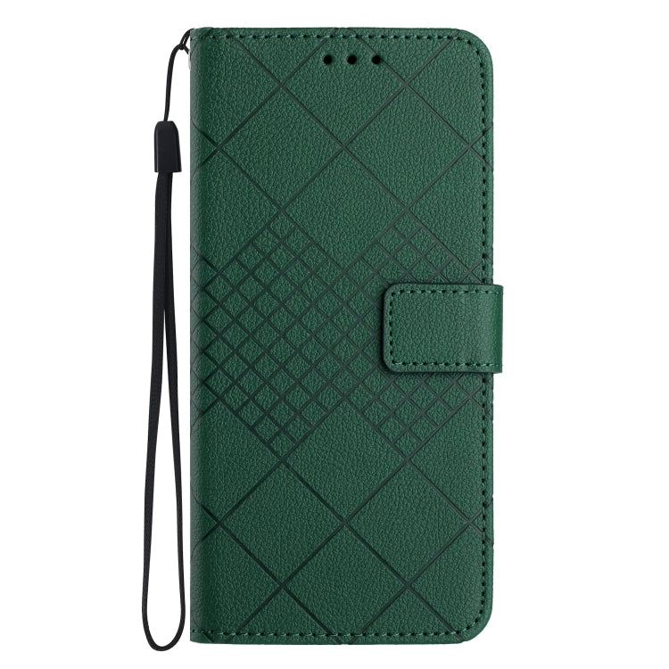 For Honor X6a Rhombic Grid Texture Leather Phone Case(Green)