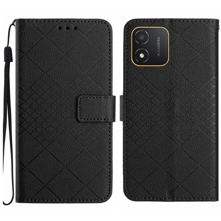 For Honor X5 4G Rhombic Grid Texture Leather Phone Case(Black)