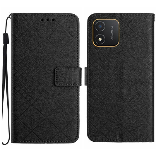For Honor X5 4G Rhombic Grid Texture Leather Phone Case(Black)
