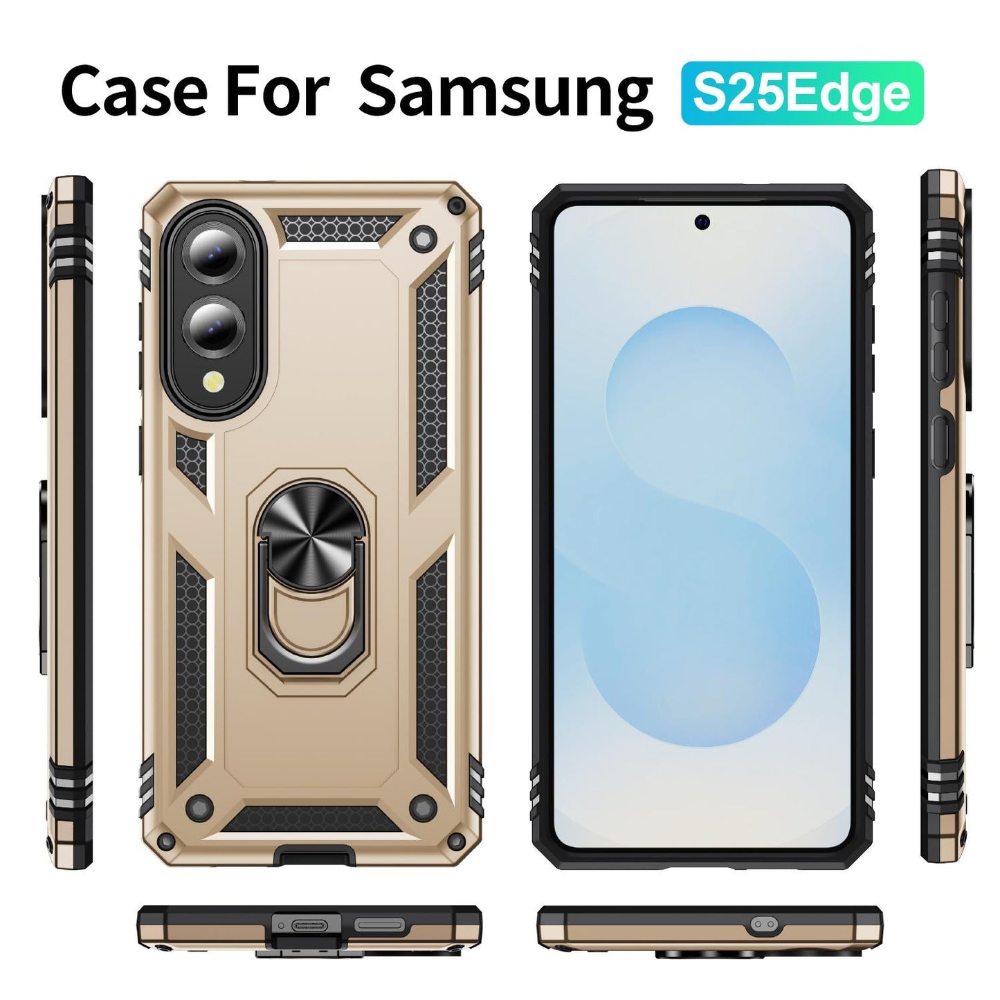 For Samsung Galaxy S25 Edge 5G Shockproof TPU + PC Phone Case(Gold)