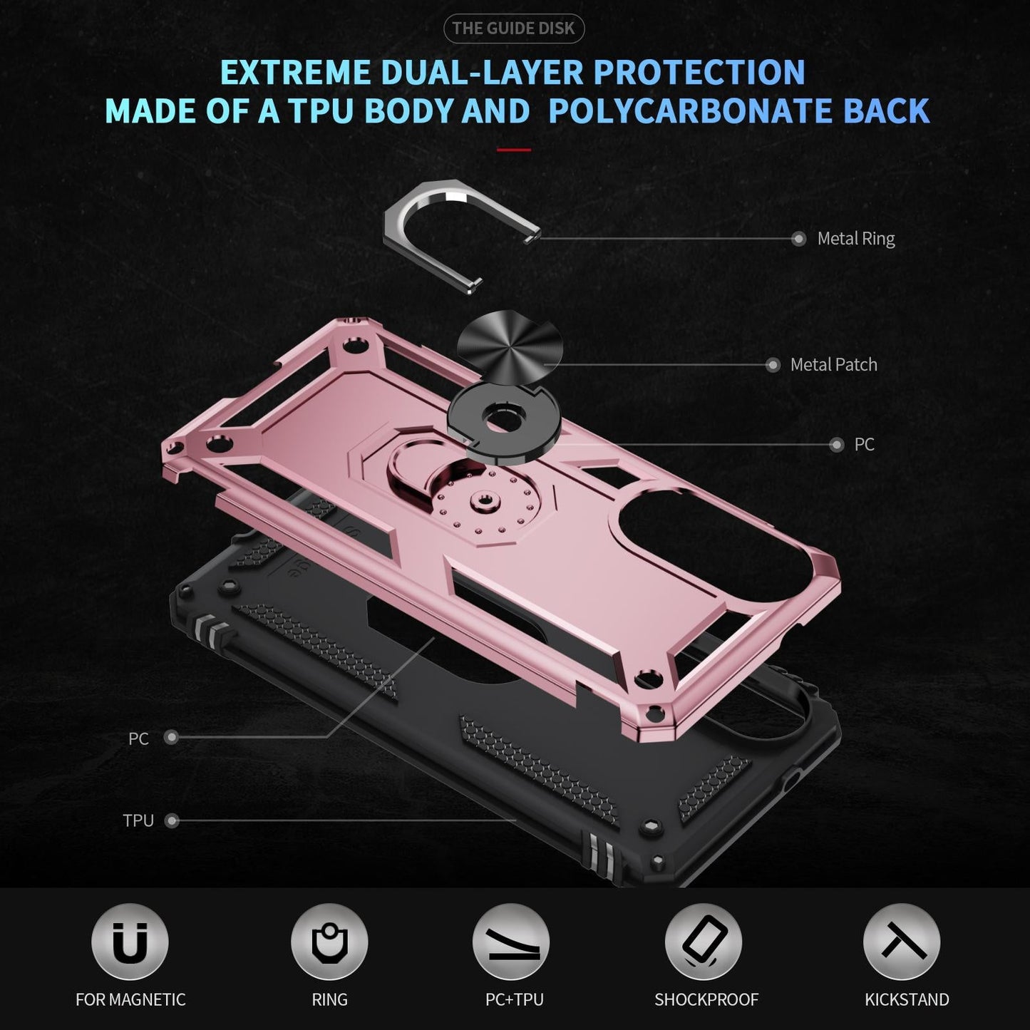 For Samsung Galaxy S25 Edge 5G Shockproof TPU + PC Phone Case(Rose Gold)