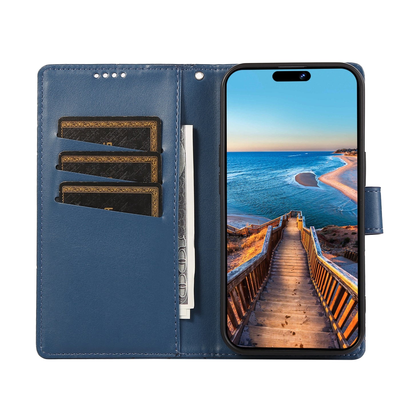 For Motorola Edge 30 Pro PU Genuine Leather Texture Embossed Line Phone Case(Blue)