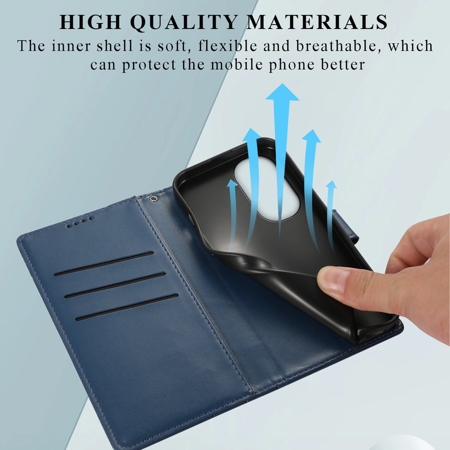 For Motorola Edge 30 Pro PU Genuine Leather Texture Embossed Line Phone Case(Blue)
