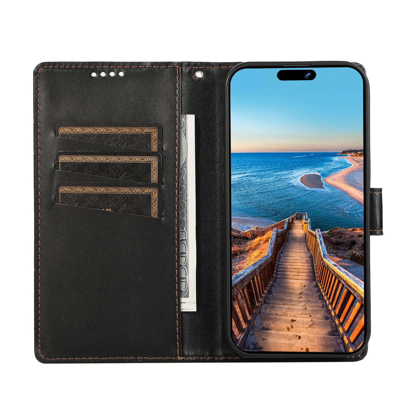 For Motorola Edge 30 Pro PU Genuine Leather Texture Embossed Line Phone Case(Black)