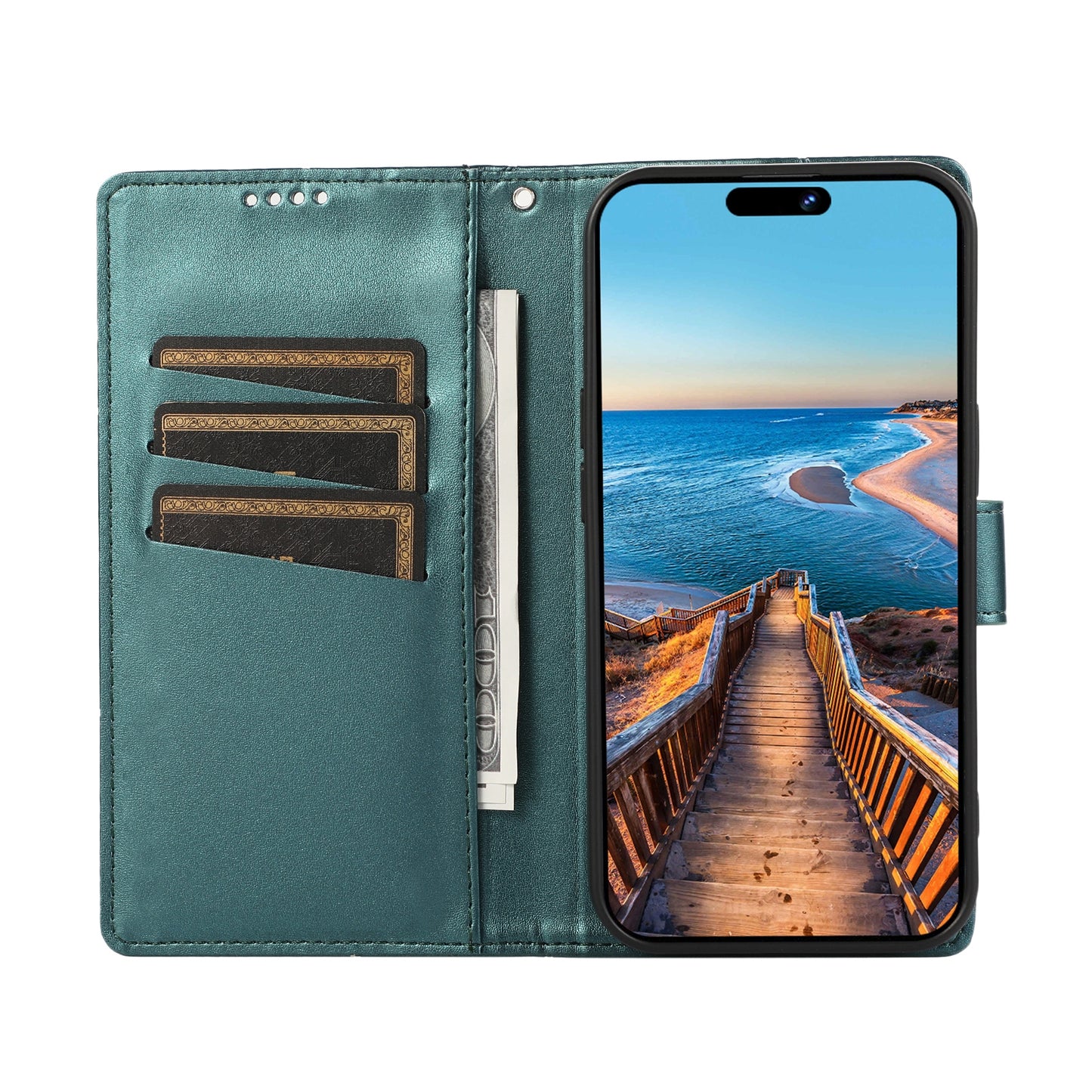 For Motorola Edge 30 Pro PU Genuine Leather Texture Embossed Line Phone Case(Green)