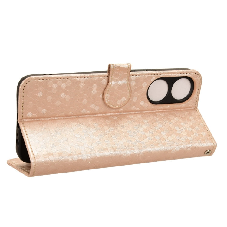 For Honor X5 Plus / Play 40C 5G Honeycomb Dot Texture Leather Phone Case(Gold)