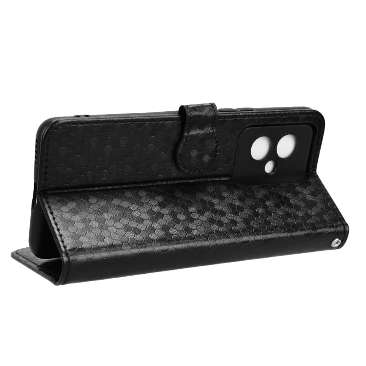 For Honor 100 5G Honeycomb Dot Texture Leather Phone Case(Black)