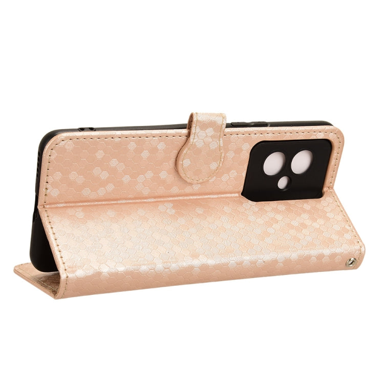 For Honor 100 5G Honeycomb Dot Texture Leather Phone Case(Gold)