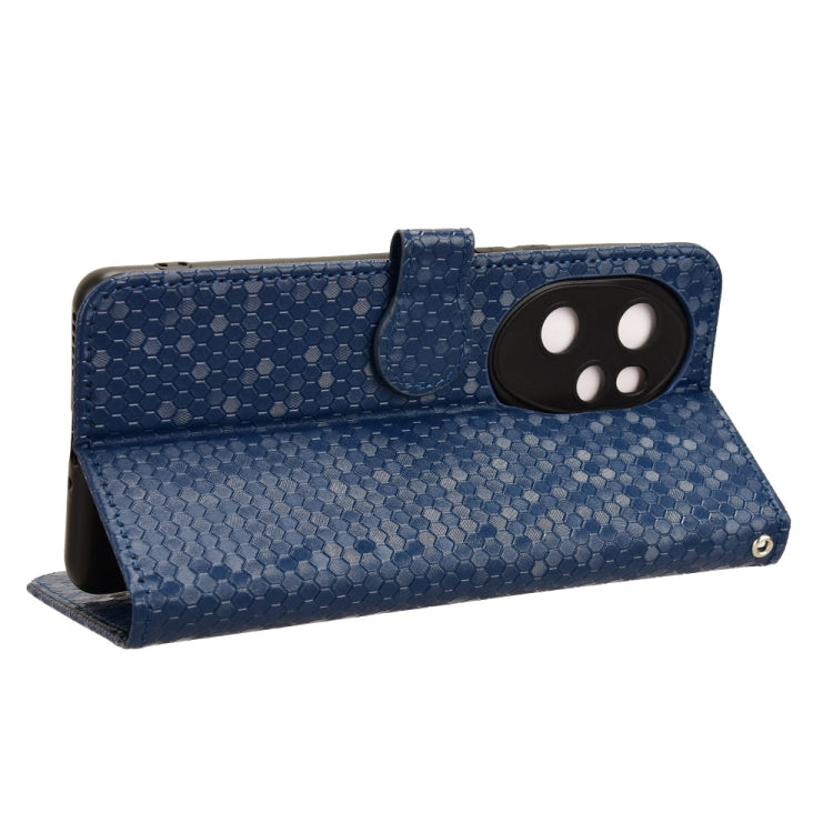 For Honor 100 Pro 5G Honeycomb Dot Texture Leather Phone Case(Blue)