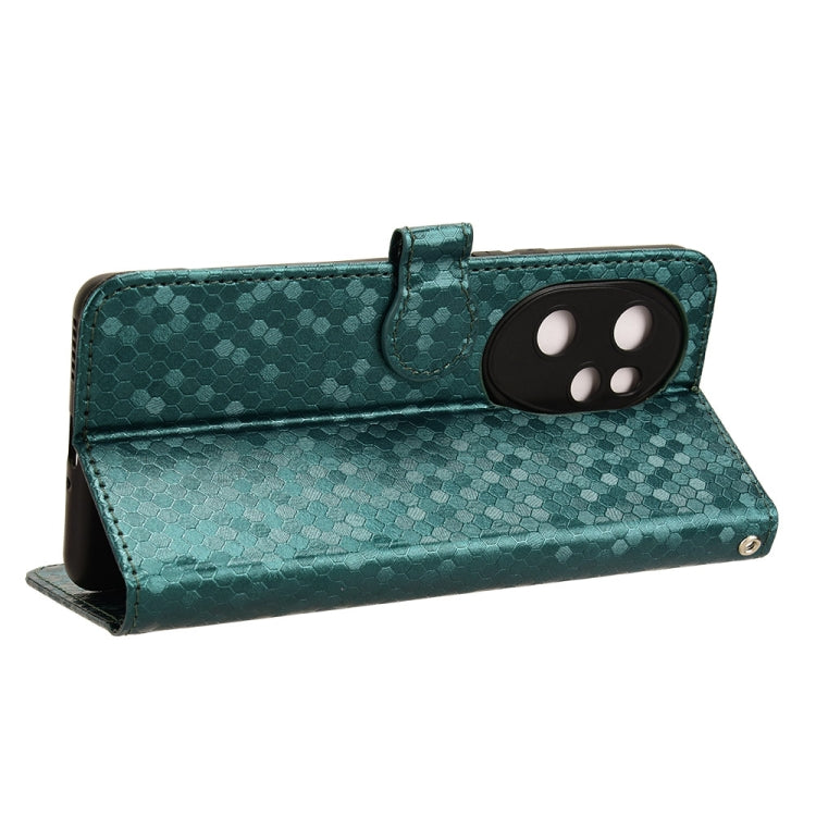 For Honor 100 Pro 5G Honeycomb Dot Texture Leather Phone Case(Green)
