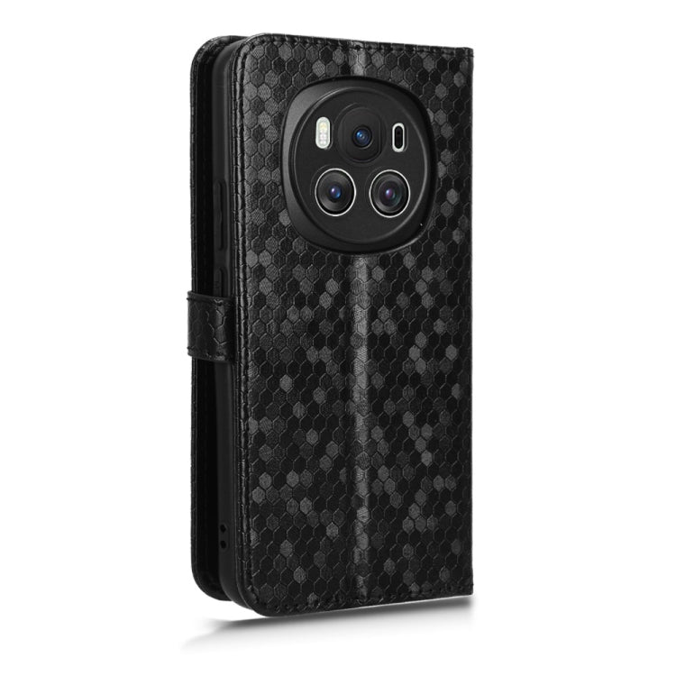 For Honor Magic6 Honeycomb Dot Texture Leather Phone Case(Black)