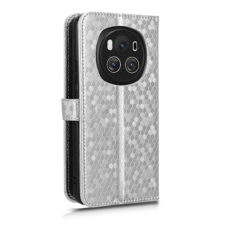 For Honor Magic6 Honeycomb Dot Texture Leather Phone Case(Silver)