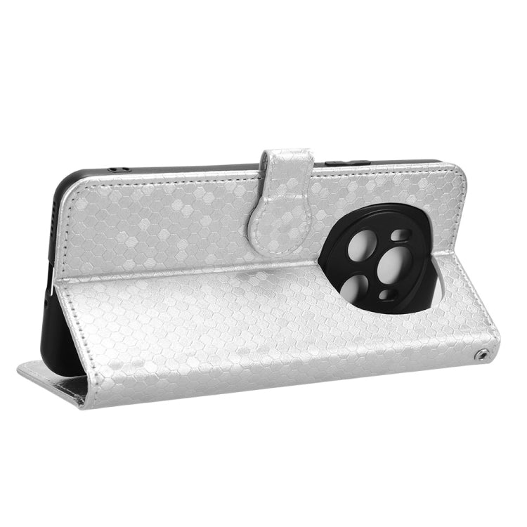 For Honor Magic6 Honeycomb Dot Texture Leather Phone Case(Silver)