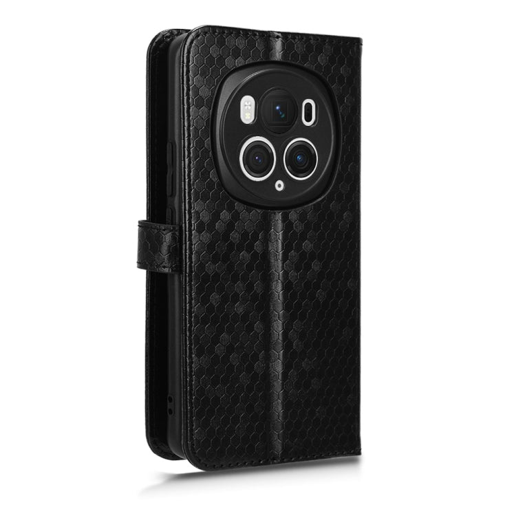 For Honor Magic6 Pro Honeycomb Dot Texture Leather Phone Case(Black)