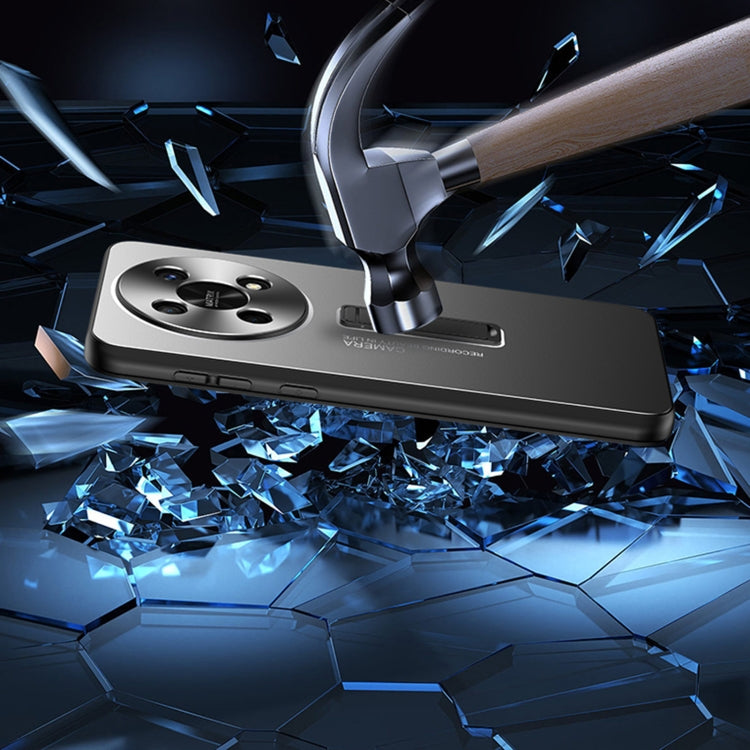 For Honor X30 Frosted Metal Hybrid TPU Holder Phone Case(Black)