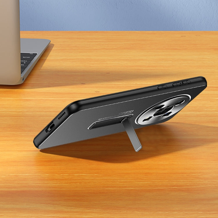 For Honor X30 Frosted Metal Hybrid TPU Holder Phone Case(Black)