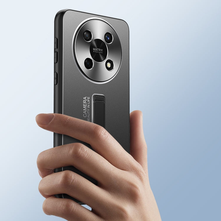 For Honor X30 Frosted Metal Hybrid TPU Holder Phone Case(Silver)