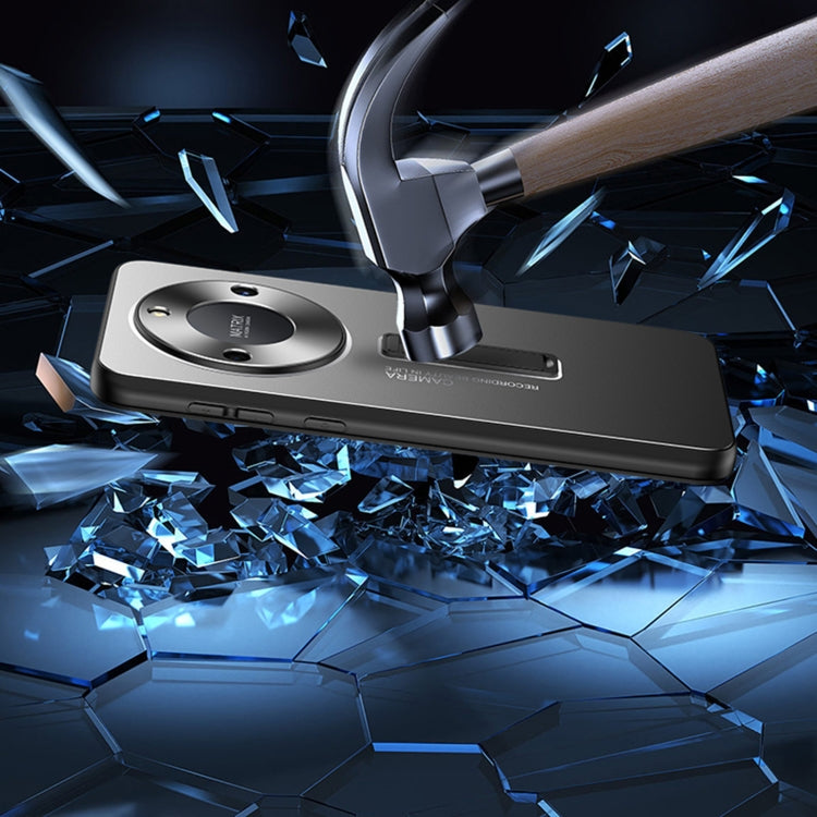 For Honor X40 Frosted Metal Hybrid TPU Holder Phone Case(Black)