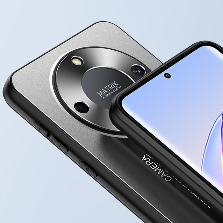 For Honor X40 Frosted Metal Hybrid TPU Holder Phone Case(Blue)