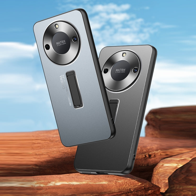 For Honor X40 Frosted Metal Hybrid TPU Holder Phone Case(Silver)