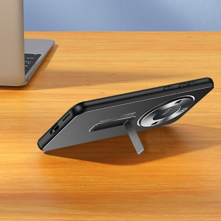 For Honor X40 Frosted Metal Hybrid TPU Holder Phone Case(Silver)