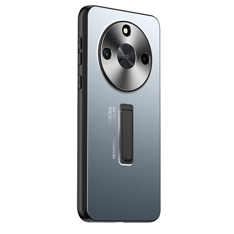 For Honor X50 Frosted Metal Hybrid TPU Holder Phone Case(Blue)