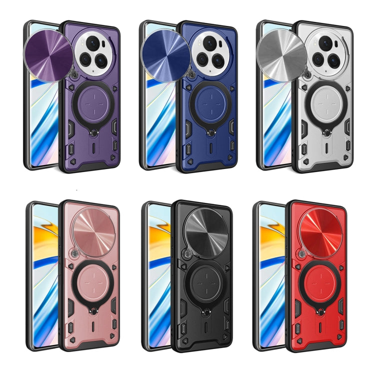 For Honor Magic6 Pro 5G CD Texture Sliding Camshield Magnetic Holder Phone Case(Silver)