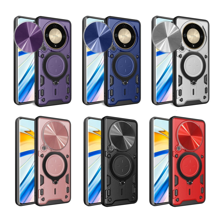 For Honor X9b CD Texture Sliding Camshield Magnetic Holder Phone Case(Blue)