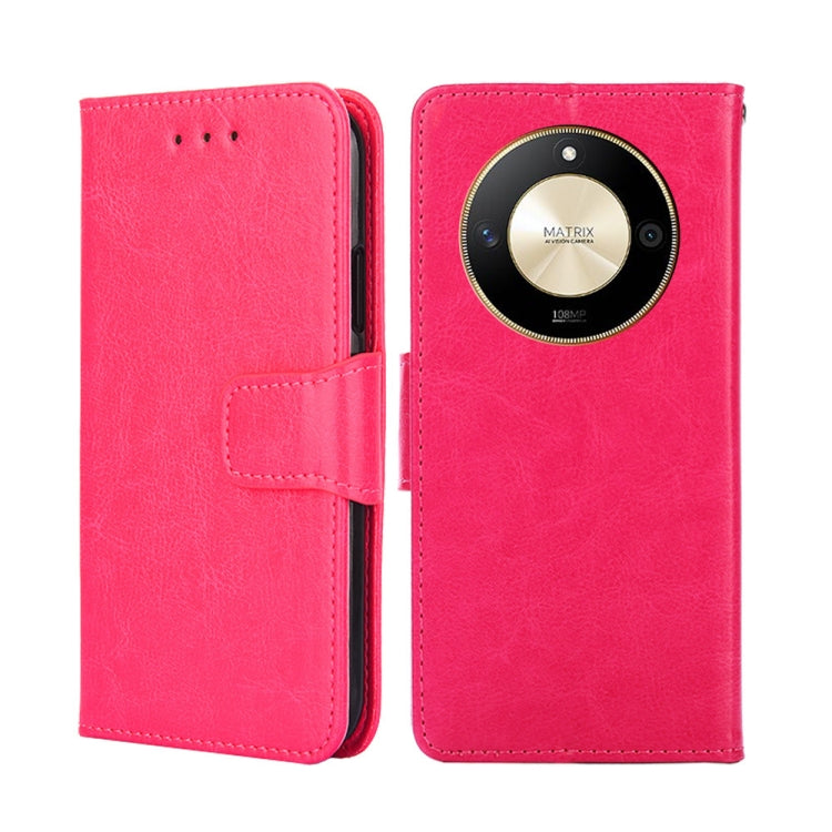 For Honor X50 5G Crystal Texture Leather Phone Case(Rose Red)