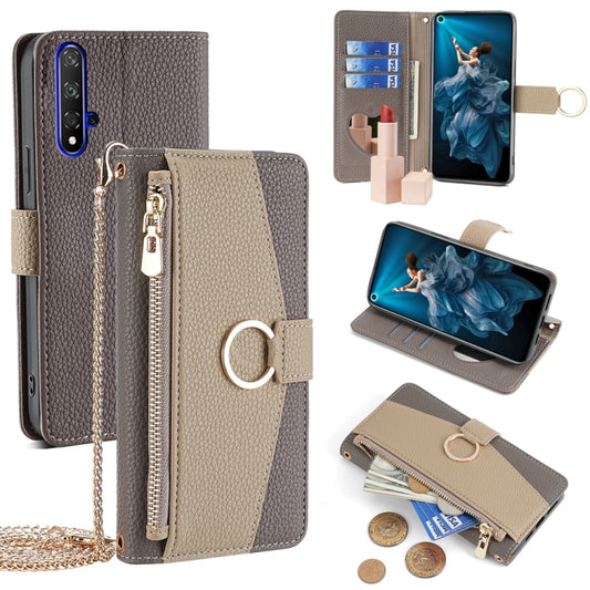 For Honor 20 Crossbody Litchi Texture Leather Phone Case(Grey)
