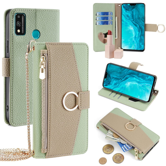 For Honor 9X Lite Crossbody Litchi Texture Leather Phone Case(Green)