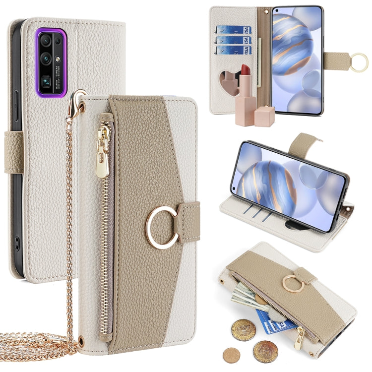 For Honor 30 Crossbody Litchi Texture Leather Phone Case(White)