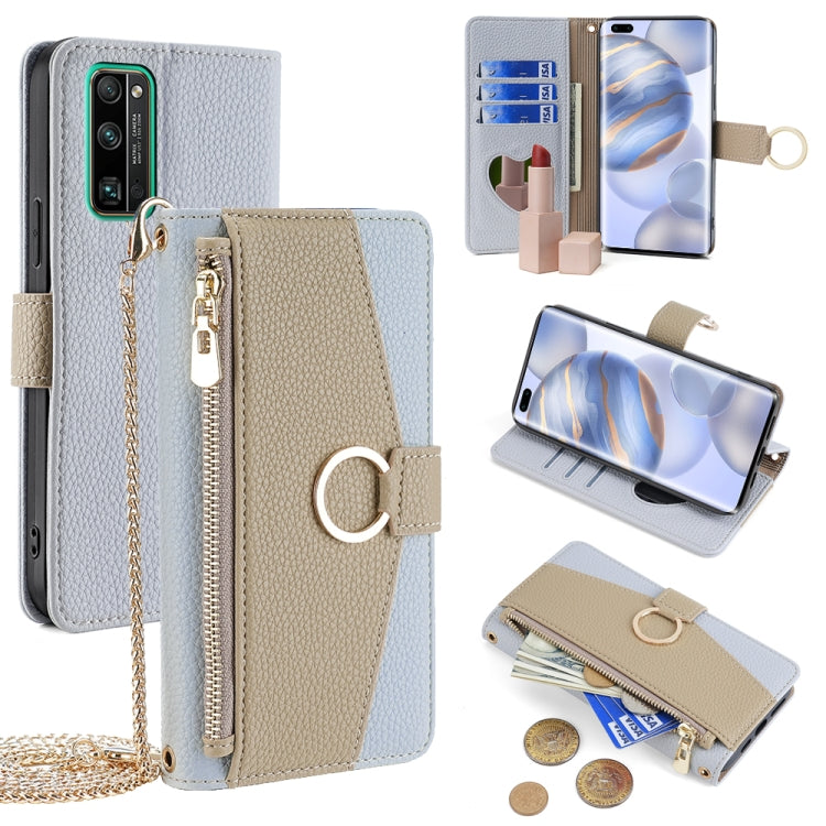 For Honor 30 Pro Crossbody Litchi Texture Leather Phone Case(Blue)