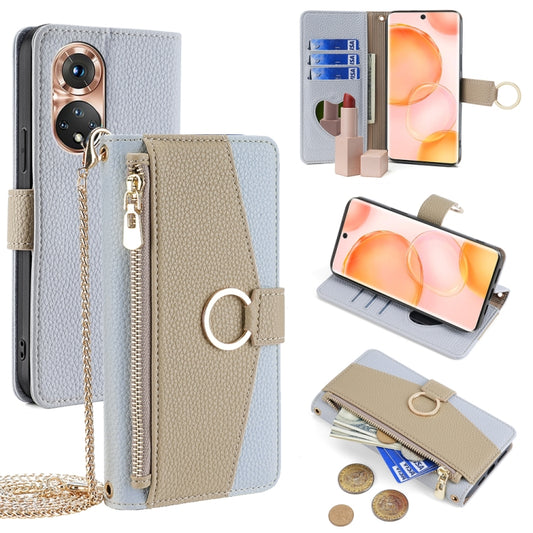 For Honor 50 Crossbody Litchi Texture Leather Phone Case(Blue)