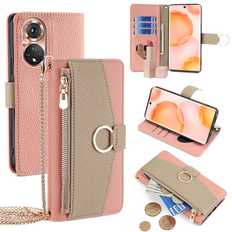 For Honor 50 Crossbody Litchi Texture Leather Phone Case(Pink)