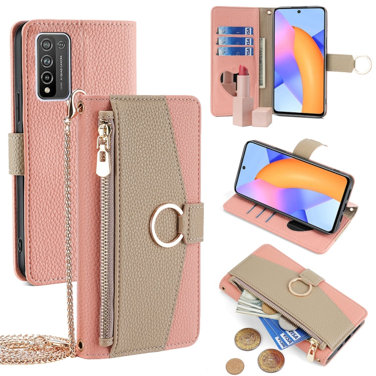 For Honor 10X Lite Crossbody Litchi Texture Leather Phone Case(Pink)