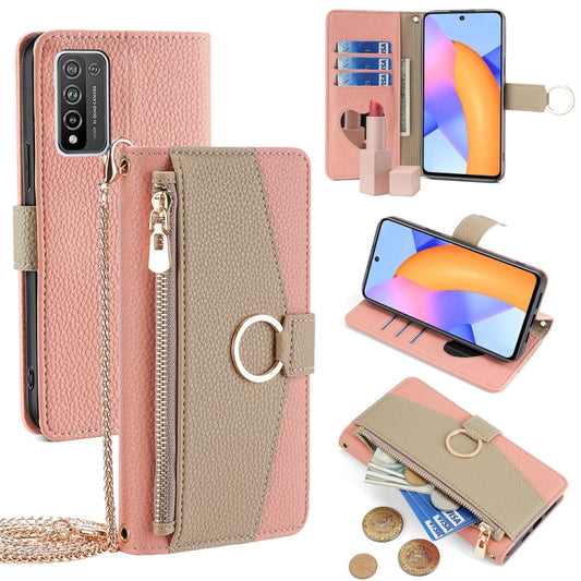 For Honor 10X Lite Crossbody Litchi Texture Leather Phone Case(Pink)