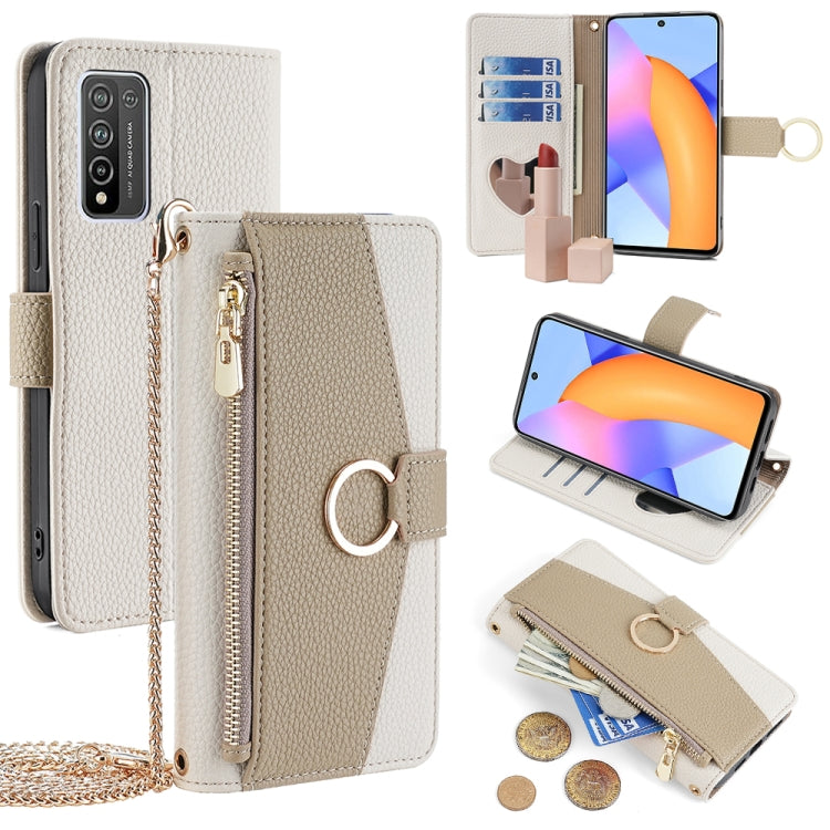 For Honor 10X Lite Crossbody Litchi Texture Leather Phone Case(White)