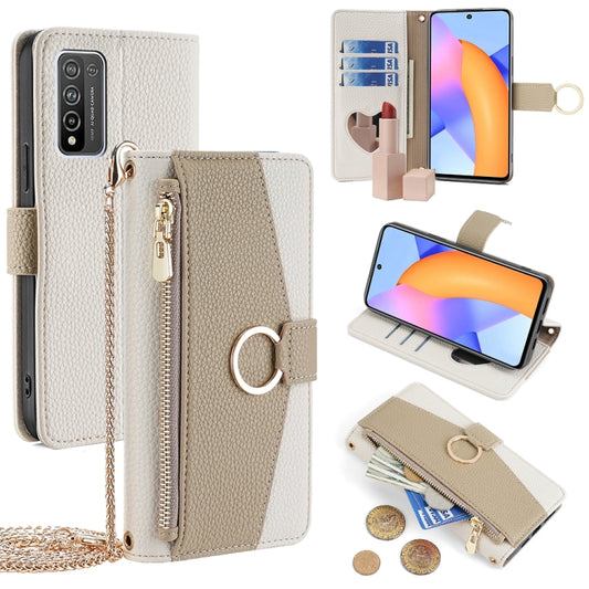 For Honor 10X Lite Crossbody Litchi Texture Leather Phone Case(White)