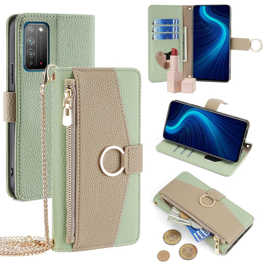 For Honor X10 5G Crossbody Litchi Texture Leather Phone Case(Green)