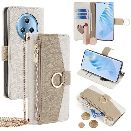 For Honor Magic5 Crossbody Litchi Texture Leather Phone Case(White)